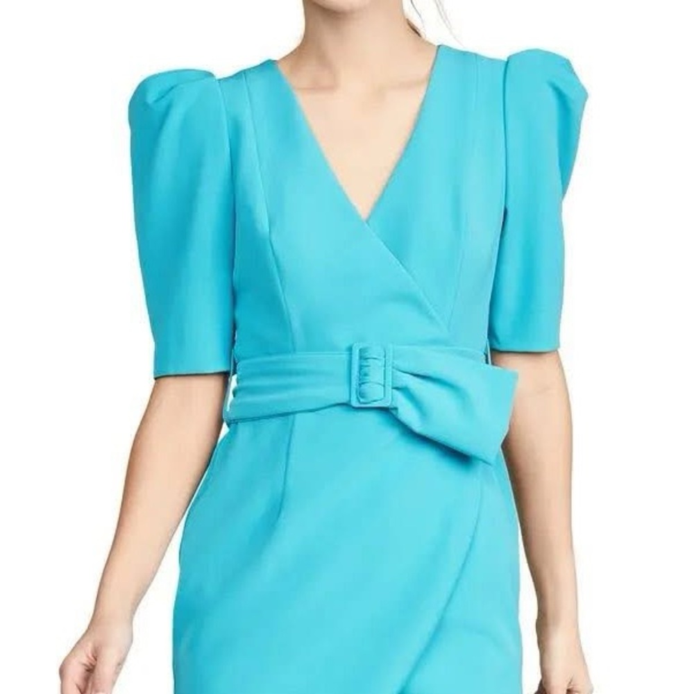 NWT Black Halo Teal Blue Dress with Belted Waist, Size 0